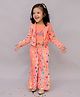Lil' Drama Mattel Featuring Barbie Text Foil Printed Top & Pant With Full Sleeves Jacket Set - Pink