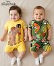 Babyhug Disney Interlock Knit Half Sleeve Romper With Mowgli & Friends Graphic Pack Of 2 - Yellow & Green