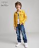 Arias Cotton Knit Full Sleeves Shirt &  Denim Jeans with Inner Tee & Text Print - Yellow & Blue