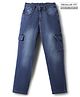 Pine Kids Woven Full Length Washed Denim Jeans With Cargo Pockets - Navy Blue