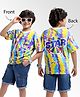 Ollington St. Cotton Half Sleeves Printed T-Shirt & Denim Shorts Set - Multicolor & Blue