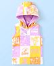 Babyhug Cotton Knit Sleeveless Hooded T-Shirt With Beach Theme Print - Multicolor