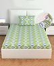 Divine Casa 144 TC 100% Cotton Single Bed Elastic Fitted Bedsheet | Floral Forest Green Design, Soft & Durable for Comfortable Sleep