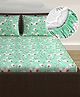 Divine Casa Floret 100% Cotton Double Fitted Bedsheet with 2 Pillow Covers | 144 TC | Deep Pocket Design | Soft & Durable - Blossom Haven Mint