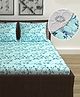 Divine Casa Floret 100% Cotton Double Fitted Bedsheet with 2 Pillow Covers | 144 TC | Deep Pocket Design | Soft & Durable - Winter Fern
