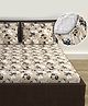 Divine Casa Floret 100% Cotton Double Fitted Bedsheet with 2 Pillow Covers | 144 TC | Deep Pocket Design | Soft & Durable - Ivory Sunflowers