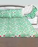 Divine Casa Floret 100% Cotton King Fitted Bedsheet with 2 Pillow Covers | 144 TC | Deep Pocket Design | Elegant Bedding Set - Blossom Haven Mint