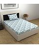 Divine Casa Floret 100% Cotton Single Bedsheet with 1 Pillow Cover | 144 TC | Soft & Breathable Fabric | Elegant Bedding Set - Water Orchid