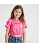 Primo Gino Cotton Knit Half Sleeves Drop Shoulder T-Shirt With Good Days Text Embroidery - Dark Pink