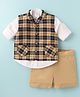 Simply Premium Cotton Woven Full Sleeves Checks Party Suit - Tan