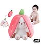 Kids Mandi Reversible Strawberry Rabbit Plush Toy - Soft & Cuddly Bunny for Girls (28 cm)