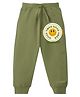 KAVEE Pure Cotton Terry Biowashed Good Times Good Vibes Text Printed Joggers  - Olive Green