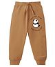 KAVEE Pure Cotton Terry Biowashed Panda Printed Joggers  - Brown