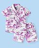 Babyhug Rayon Knit Half Sleeves Shirt & Shorts Co-Ord Set With Beach Theme Print - White