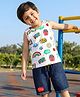 Babyhug Single Jersey Knit Sleeves T-Shirt & Shorts Set with Good Vibes Printed - Navy Blue & White