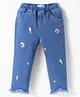 Mark & Mia Cotton Lycra Full Length Denim Jeans With Embroidery Detailing - Blue