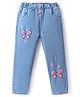 Mark & Mia Denim Knit Full Length Jeans With Bow Print & Button Detailing - Blue