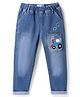 Mark & Mia Cotton Lycra Full Length Denim Jeans with Pocket & Van Embroidery - Blue