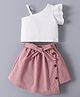 Mark & Mia Cotton Sleeveless Solid Color Top Skirt Set and Belt with Stripes - White & Pink
