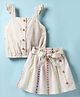 Twetoons Poplin Woven Sleeveless Top & Skirt Set with Embroidery - Offwhite