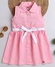 Twetoons Cotton Woven Sleeveless Solid Color Frock & Belt with Peter Pan Collar - Pink