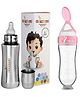 Bunniez Stainless Steel Baby Feeding Bottle -240ml and Silicone Baby Food Feeder - 90ml  - Combo of 2