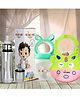 Bunniez Stainless Steel Baby Feeding Bottle -240ml and Silicone Baby Bib - Green Pink & Fruit Feeder - Light Green  - Combo of 3