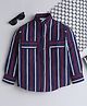 BAATCHEET Denim Full Sleeves Striped Shirt - Navy Blue