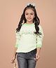 CRIMSOUNE CLUB Full Sleeves Paris Text Patch Detailed & Pearls Embellished Sweater - Green