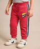 Babyhug Cotton Looper Knit Full Length Lounge Pant With Text Print - Red
