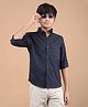 CRIMSOUNE CLUB 100% Cotton Full Sleeves Solid Shirt - Navy Blue