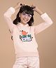 CRIMSOUNE CLUB Cotton Three Fourth Sleeves Weekend Text Printed Hooded Sweatshirt - Peach