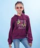 CRIMSOUNE CLUB Cotton Three Fourth Sleeves Teddy Bear Patch Detailed Hooded Sweatshirt - Purple