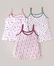 Doreme Single Jersey Knit Singlet Slips with Flower Bobby & Feather Print Pack of 3 - Pink Maroon & Olive