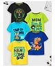 Trampoline Cotton Blend Pack Of 5 Half Sleeves Dinosaur & Typography Printed Tees - Multi Colour