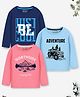 Trampoline Cotton Blend Pack Of 3 Full Sleeves Just Be Cool & Adventure Text Printed Tees - Blue & Pink