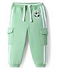 Babyhug Cotton Looper Knit Full Length Lounge Pants with Tape Detailing & Football Print - Light Green