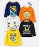 Trampoline Cotton Blend Pack Of 5 Full Sleeves Bicycle & Gaming Consoles Printed Tees - Multi Colour