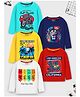 Trampoline Cotton Blend Pack Of 5 Full Sleeves Motorcycle & Lion Printed Tees - Multi Colour