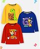 Trampoline Pack Of 3 Full Sleeves Super Hero & Giraffe Printed Tees - Yellow Blue & Red