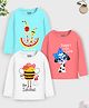 Trampoline Pack Of 3 Full Sleeves Bee & Dog Printed Tees - White Blue & Peach