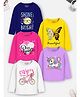 Trampoline Cotton Blend Pack Of 5 Full Sleeves Princess Text & Unicorn Printed Tees - Multi Colour