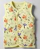 Child World Interlock Knit Front Open Sleeveless Jhablas With Animal Print - Lemon