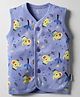 Child World Interlock Knit Front Open Sleeveless Jhablas With Animal Print - Purple
