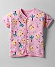 Child World Interlock Knit Front Open Half Sleeves Jhablas With Animal Print - Pink