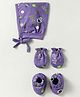 Child World Single Jersey Knit Caps Mitten & Booties Set with Astronaut Print Purple - Diameter 10 cm