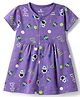 Child World Interlock Knit Half Sleeves Front Open Frock With Space Theme Print - Purple