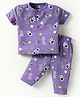 Child World Interlock Knit Half Sleeves Co-ords Night Suit With Space Theme Print - Mauve