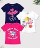 Trampoline Cotton Blend Pack Of 3 Half Sleeves Spread Love Text & Unicorn Printed Tees - Blue Pink & White