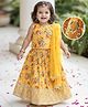 Babyhug Woven Sleeveless Choli Lehenga Set with Dupatta Set with Floral Print & Sequin Detailing - Mustard